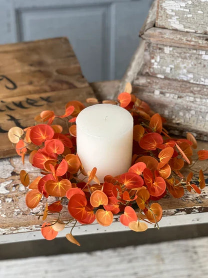 Setting Sun Leaves Candle Ring