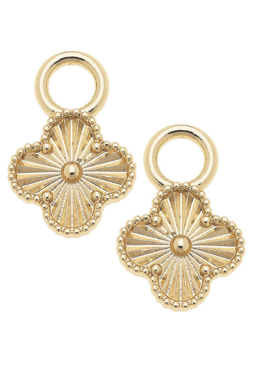 Gold fluted clover huggie charm for jewelry gift from Magnolias Home Decor