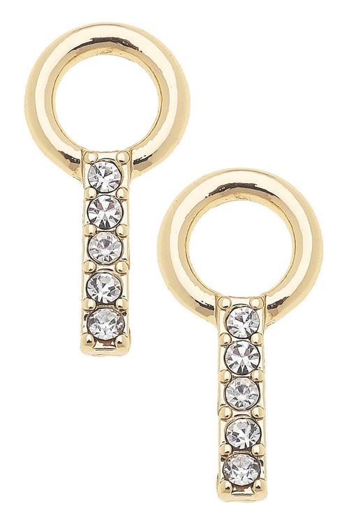 Gold pave baguette huggie charm for jewelry gift from Magnolias Home Decor