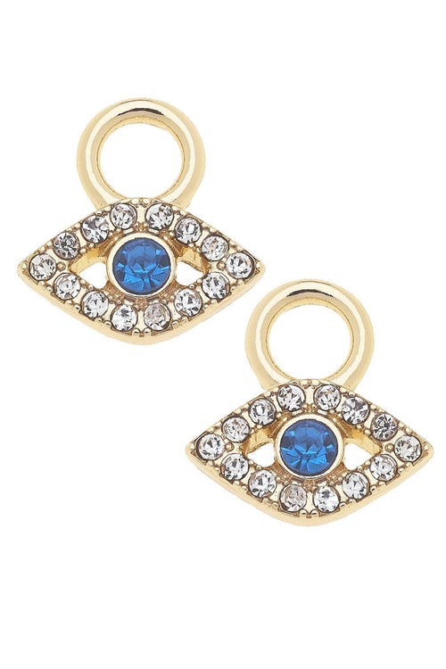 Gold pave evil eye huggie charm for jewelry gift from Magnolias Home Decor