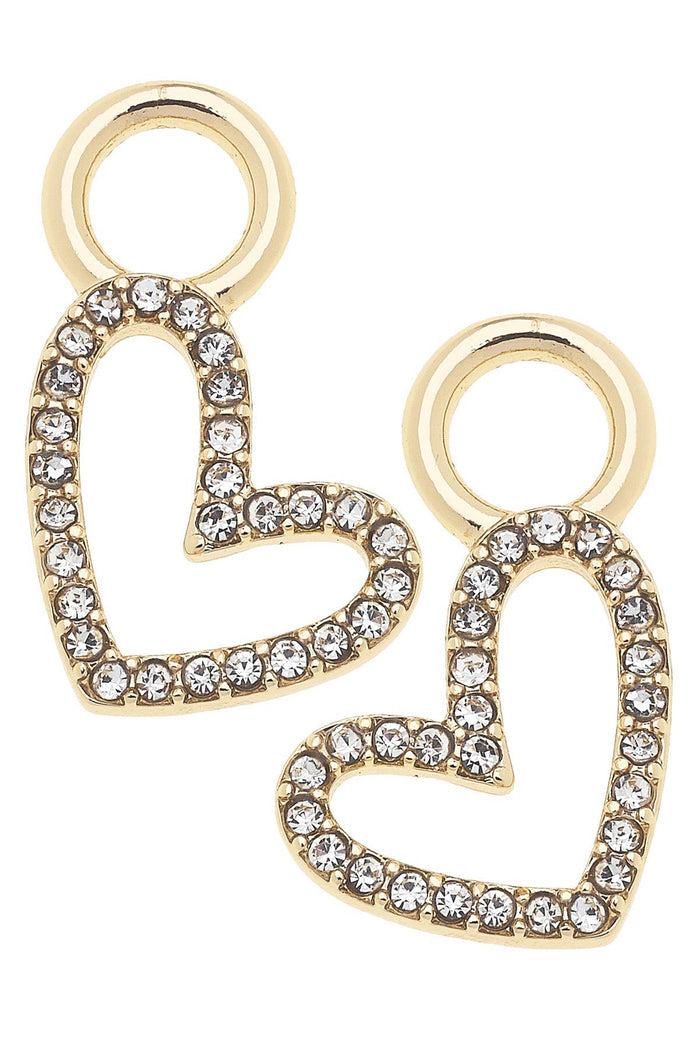 Gold pave open heart huggie charm for jewelry gift from Magnolias Home Decor