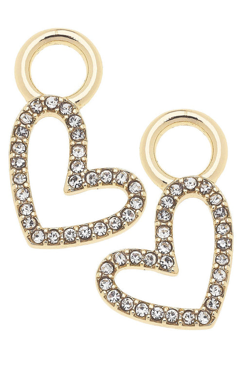 Gold pave open heart huggie charm for jewelry gift from Magnolias Home Decor