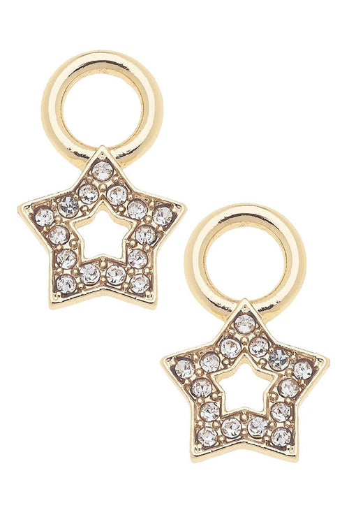 Gold pave open star huggie charm for jewelry gift from Magnolias Home Decor