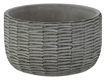 Short Carved Cement Black Pot