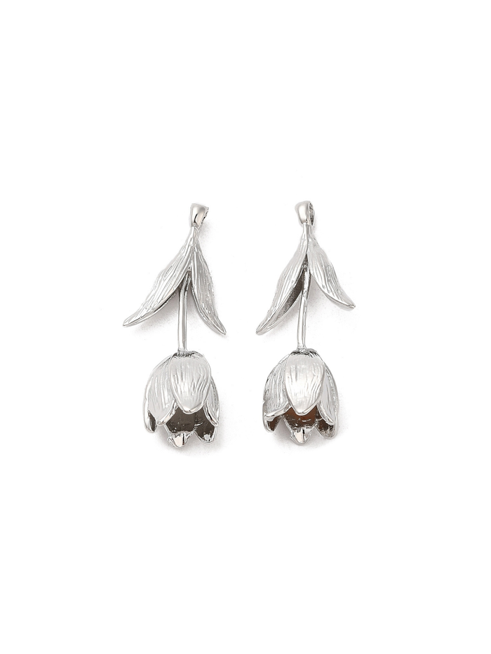 Silver etched tulip charm for jewelry gift from Magnolias Home Decor