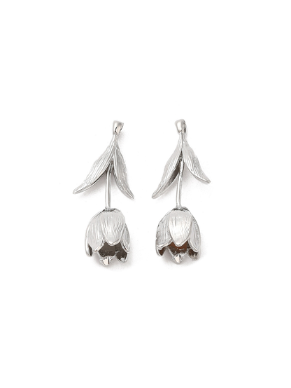 Silver etched tulip charm for jewelry gift from Magnolias Home Decor