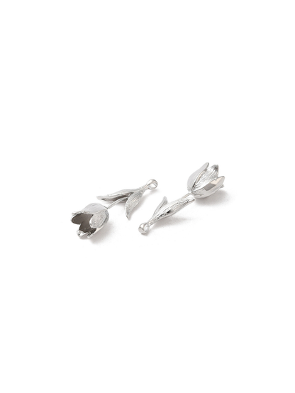 Silver Etched Tulip Charm