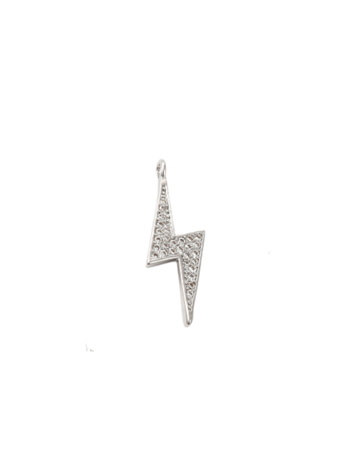 Silver lightning bolt CZ charm for jewelry gift from Magnolias Home Decor