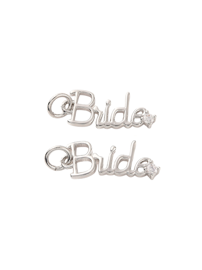 Silver minimalistic Bride CZ charm for jewelry gift from Magnolias Home Decor