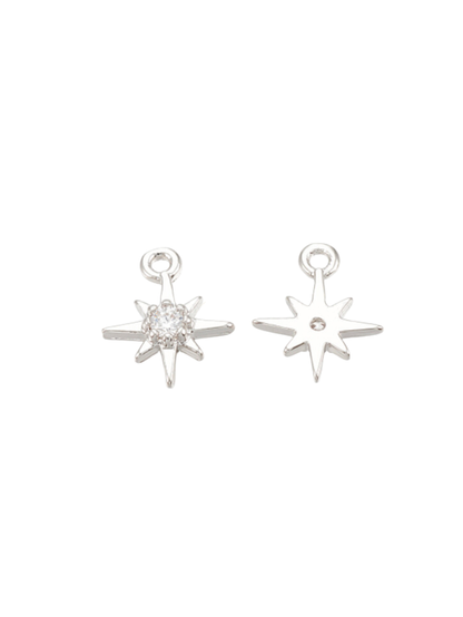 Silver morning star CZ charm for jewelry gift from Magnolias Home Decor