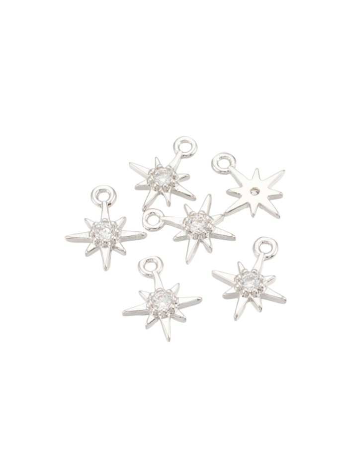 Silver Morning Star Cubic Zirconia Charm