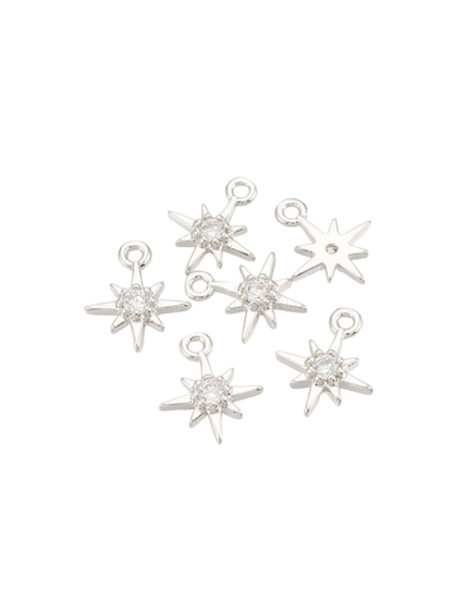 Silver Morning Star Cubic Zirconia Charm