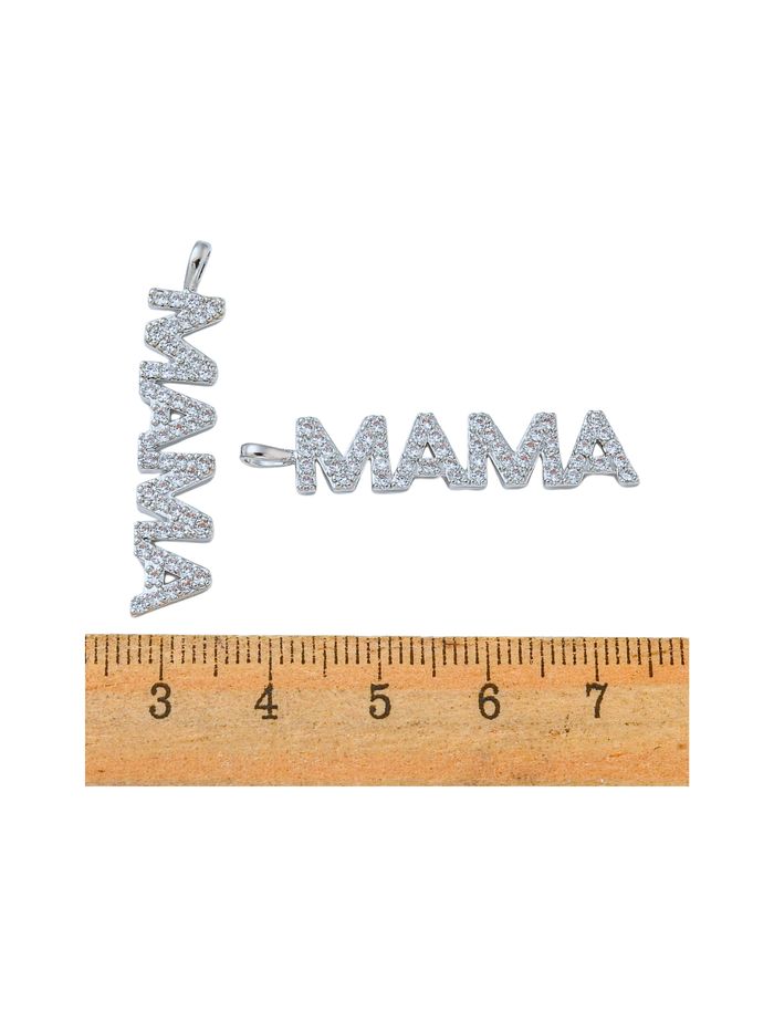 Silver pave Mama bar charm for jewelry gift from Magnolias Home Decor
