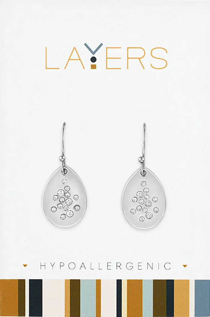 Silver stardust dangle layers earrings hypoallergenic for everyday gift from Magnolias Home Decor