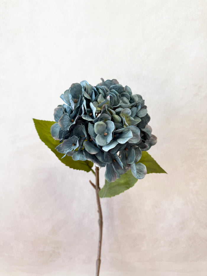 Silk slate gray hydrangea spray for transitional everyday home decor from Magnolias Home Decor