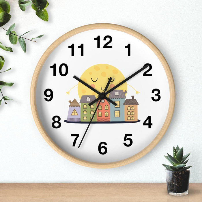Kids Wall Clock Sleeping City Gender Neutral, Large Clock Silent No Ticking, Nursery Wall Clock, Childrens Wall Clock, Kids Bedroom Wall Decor, Nursery Wall Decor, Made in the USA | Pippa + June