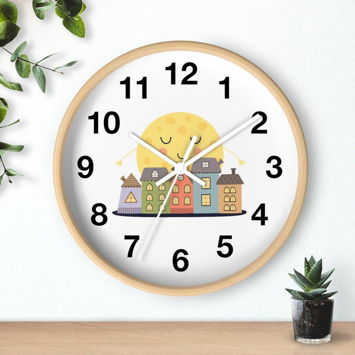 Kids Wall Clock Sleeping City Gender Neutral, Large Clock Silent No Ticking, Nursery Wall Clock, Childrens Wall Clock, Kids Bedroom Wall Decor, Nursery Wall Decor, Made in the USA | Pippa + June