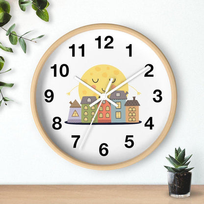 Kids Wall Clock Sleeping City Gender Neutral, Large Clock Silent No Ticking, Nursery Wall Clock, Childrens Wall Clock, Kids Bedroom Wall Decor, Nursery Wall Decor, Made in the USA | Pippa + June
