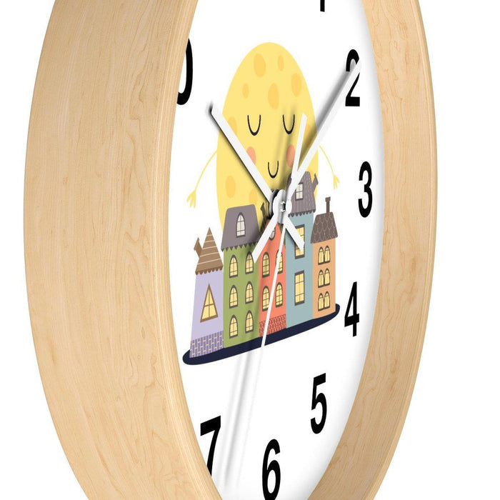 Kids Wall Clock Sleeping City Gender Neutral, Large Clock Silent No Ticking, Nursery Wall Clock, Childrens Wall Clock, Kids Bedroom Wall Decor, Nursery Wall Decor, Made in the USA | Pippa + June
