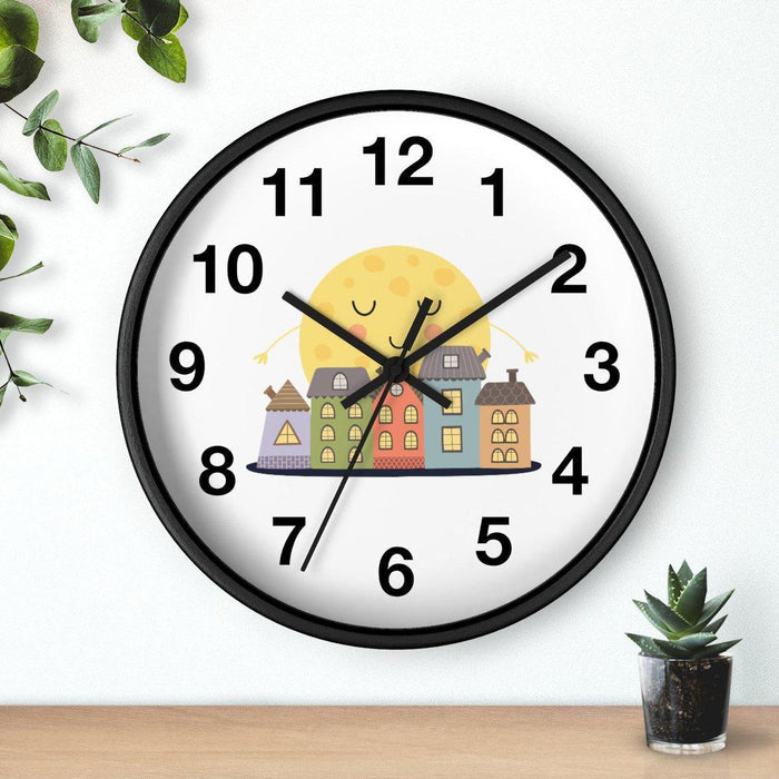 Kids Wall Clock Sleeping City Gender Neutral, Large Clock Silent No Ticking, Nursery Wall Clock, Childrens Wall Clock, Kids Bedroom Wall Decor, Nursery Wall Decor, Made in the USA | Pippa + June