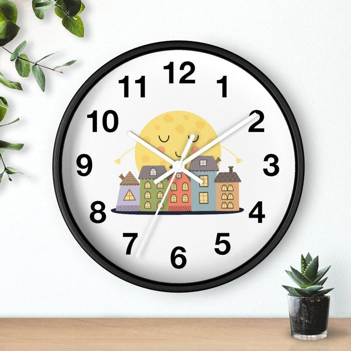 Kids Wall Clock Sleeping City Gender Neutral, Large Clock Silent No Ticking, Nursery Wall Clock, Childrens Wall Clock, Kids Bedroom Wall Decor, Nursery Wall Decor, Made in the USA | Pippa + June