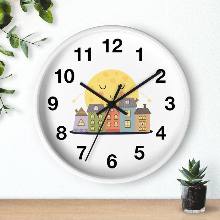 Kids Wall Clock Sleeping City Gender Neutral, Large Clock Silent No Ticking, Nursery Wall Clock, Childrens Wall Clock, Kids Bedroom Wall Decor, Nursery Wall Decor, Made in the USA | Pippa + June