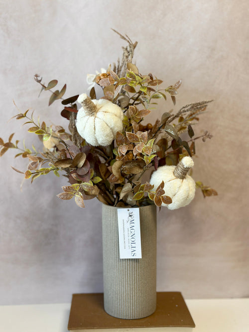 Silk cream tan soft autumn pumpkin mixed bundle for farmhouse cottagecore fall home decor from Magnolias Home Decor