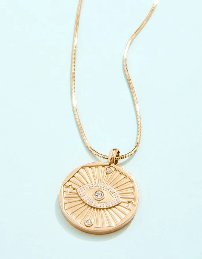 Spartina Splash evil eye positivity talisman necklace gold tarnish free for everyday gift from Magnolias Home Decor