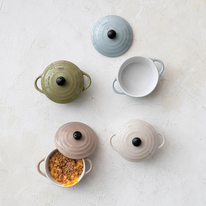 Stoneware Mini Baker & Lid- 4 Colors