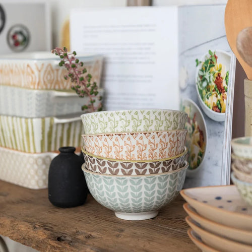 Stoneware Pattern Bowl - 4 Colors