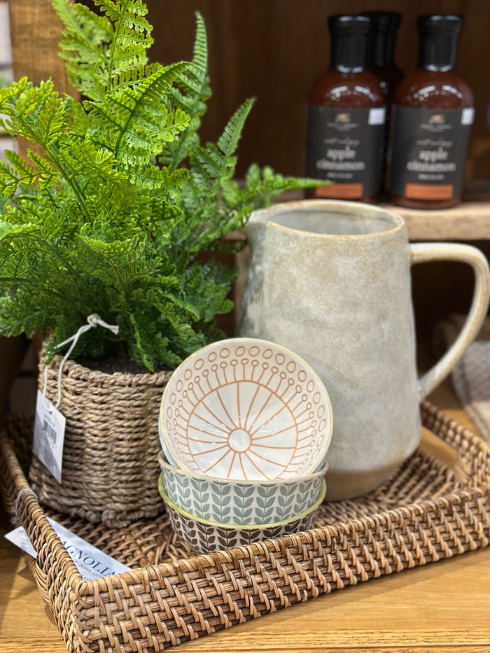 Stoneware Pattern Bowl - 4 Colors