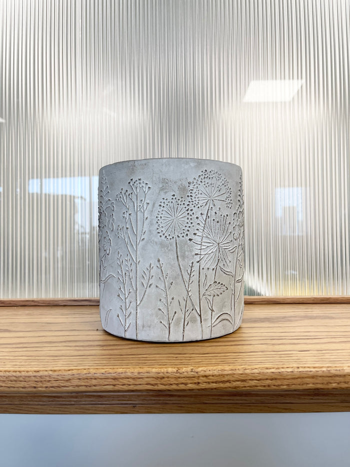 Straight Full Wildflower Cement Pot