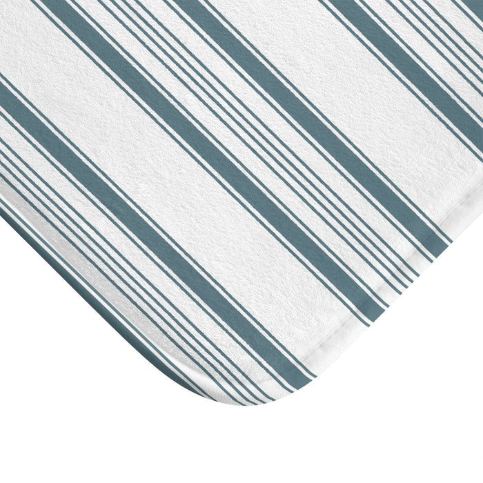 Bath Mat Minimalist Modern Striped Blue White, Bath Mat Modern Minimalist Striped, Bathroom Decor & Accessories | Pippa + June