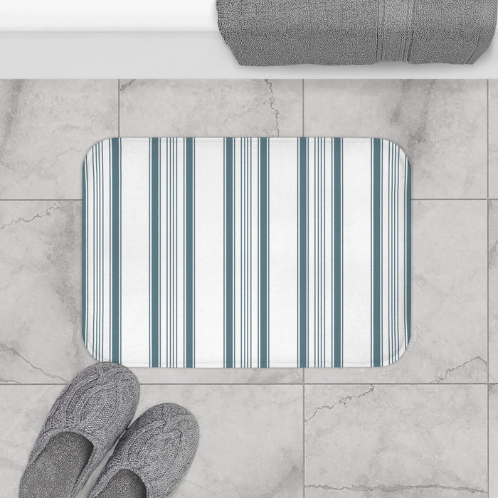 Bath Mat Minimalist Modern Striped Blue White, Bath Mat Modern Minimalist Striped, Bathroom Decor & Accessories | Pippa + June