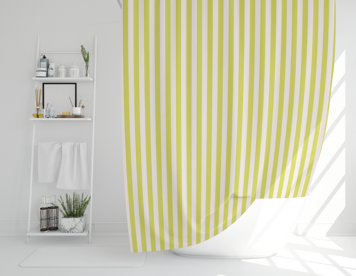 Striped Shower Curtain Lime, Modern Minimalist Shower Curtain, Pippa + June
