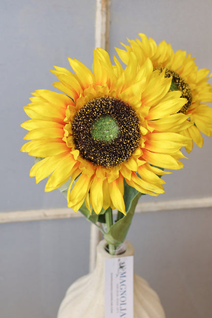 Silk yellow sunshine sunflower stem outdoor safe for farmhouse cottagecore fall home decor from Magnolias Home Decor