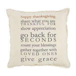 Canvas thanksgiving rules accent pillow with frayed flange for farmhouse traditional home decor from Magnolias Home Decor