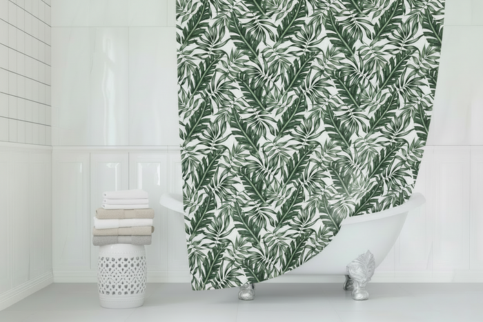 Shower Curtain Tropical Hawaiian, Bath Curtain Palm Trees, Bathroom Decor & Accessories, Made in the USA | Pippa + June