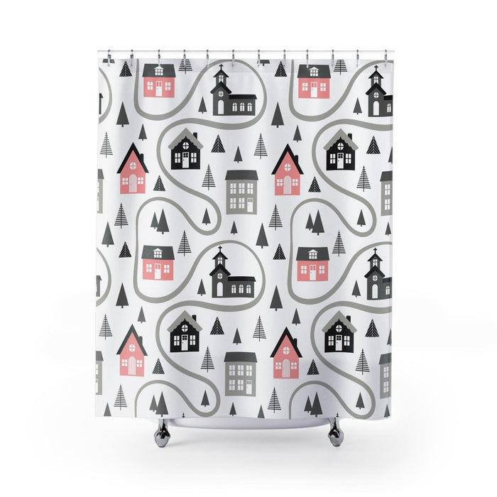 Modern Shower Curtain Village Country, Bathroom Decor, Bathroom Accessories, Made in the USA | Pippa + June