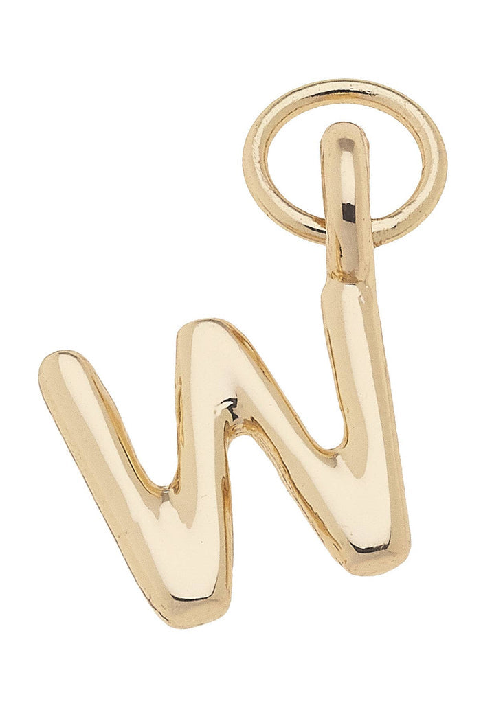 Gold W mini initial charm for jewelry gift from Magnolias Home Decor