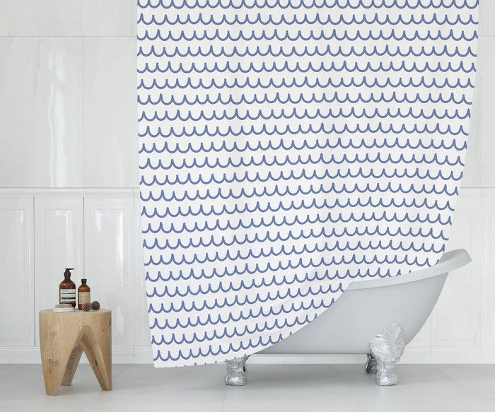 Modern Shower Curtains Abstract Blue Waves, Nautical Shower Curtain, Bathroom Decor, Bathroom Accessories, Made in the USA | Pippa + June
