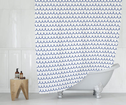 Modern Shower Curtains Abstract Blue Waves, Nautical Shower Curtain, Bathroom Decor, Bathroom Accessories, Made in the USA | Pippa + June
