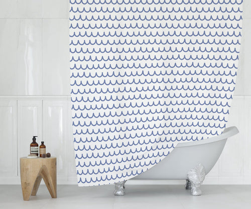 Modern Shower Curtains Abstract Blue Waves, Nautical Shower Curtain, Bathroom Decor, Bathroom Accessories, Made in the USA | Pippa + June