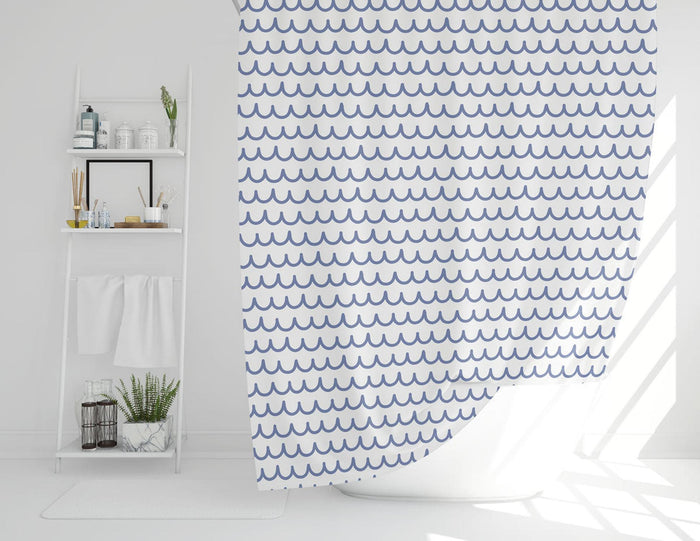 Modern Shower Curtains Abstract Blue Waves, Nautical Shower Curtain, Bathroom Decor, Bathroom Accessories, Made in the USA | Pippa + June