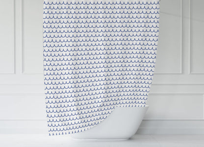 Modern Shower Curtains Abstract Blue Waves, Nautical Shower Curtain, Bathroom Decor, Bathroom Accessories, Made in the USA | Pippa + June