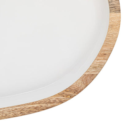 White Enameled Mango Wood Tray