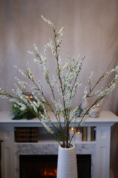 Silk white spirea spray for cottagecore transitional everyday home decor from Magnolias Home Decor