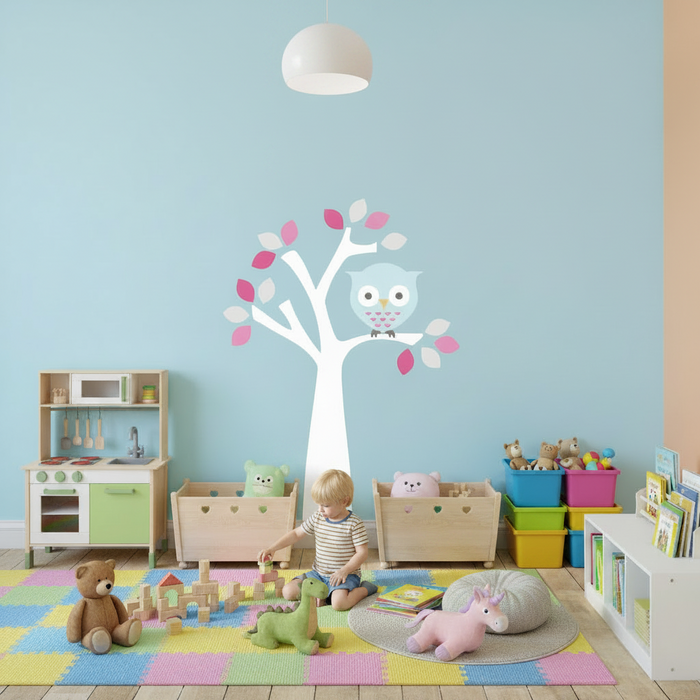 Kids Wall Decals Woodland Tree Owl, Kids Wall Stickers, Childrens Wall Decals, Peel and Stick Wall Decals, Removable Wall Decals, Wall Decal for Kids Room, Nursery Wall Decals, Kids Room Wall Decor, Wall Stickers for Kids, Vinyl Wall Decals | Pippa + June